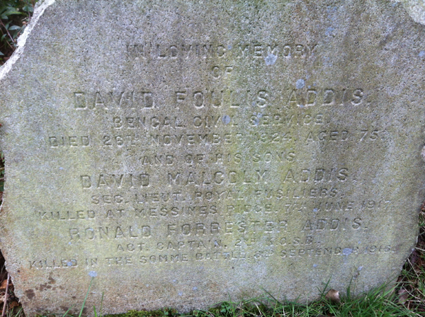 Addis gravestone, Dean Cemetery, Edinburgh