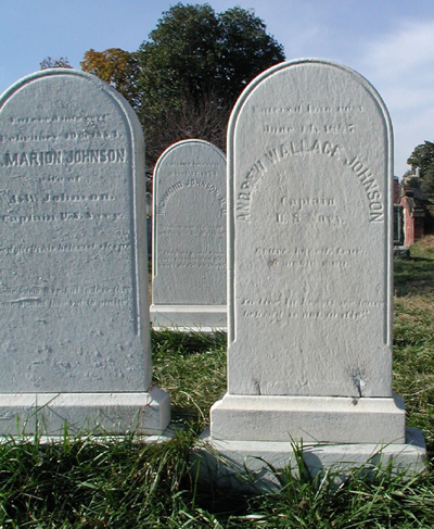 Gravestones of Capt. Andrew Wallace Johnson and Elizabeth Marion Moore Johnson, Congressional Cemetery, Washington D.C.