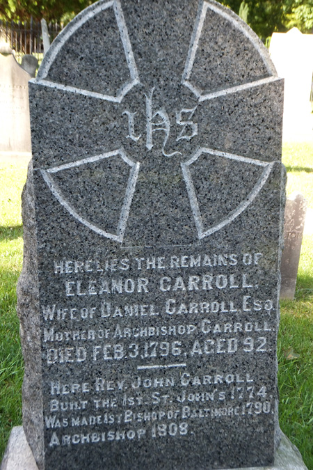 gravestone of Eleanor Darnall Carroll, wife of Daniel Carroll, Carroll Chapel and cemetery, Forest Glen, Maryland