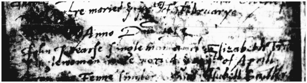 marriage record of John and Elizabeth Pers