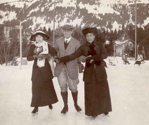 Maude Bentall, skating with her younger brother, Edwin Swainson Miller, 1869-1945, and her daughter, Dorothy 